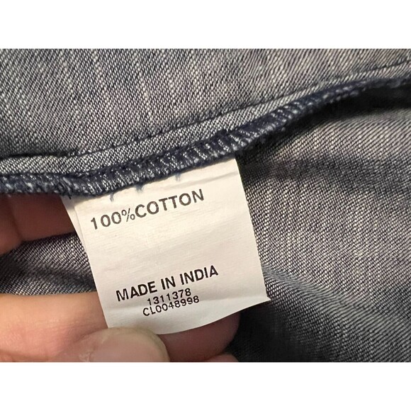 eShakti V-Neck Dress  Women's M (8)  Embroidered Sleeveless Sheath Blue Chambray - Picture 7 of 9